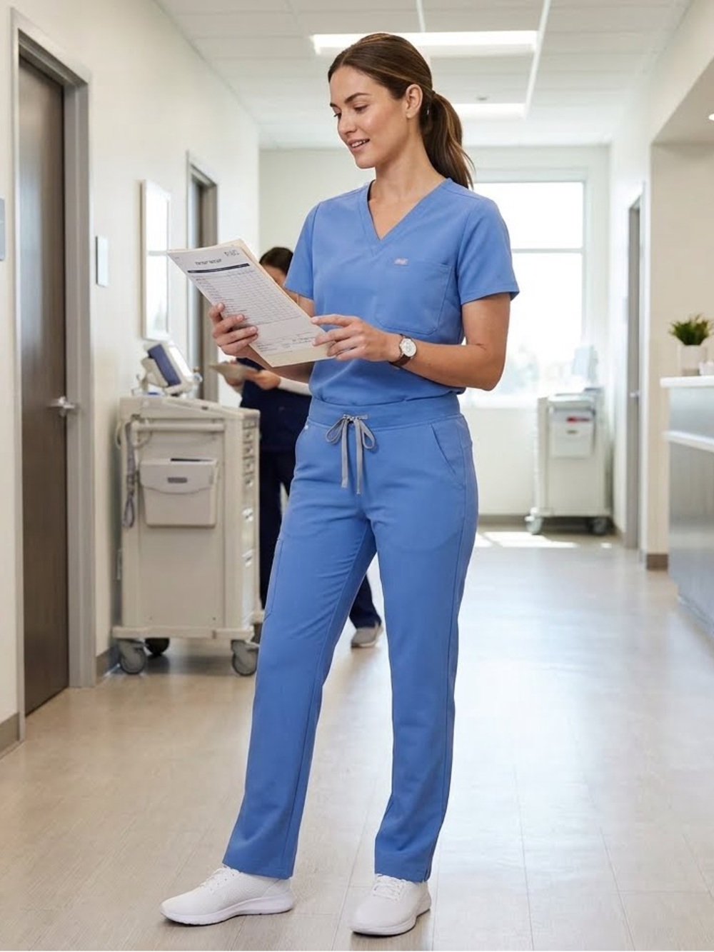 Figs Women's Light Blue Straight Leg Scrub Set